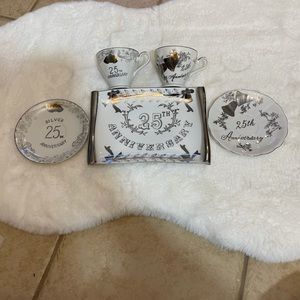 25th anniversary tea cup and plate set